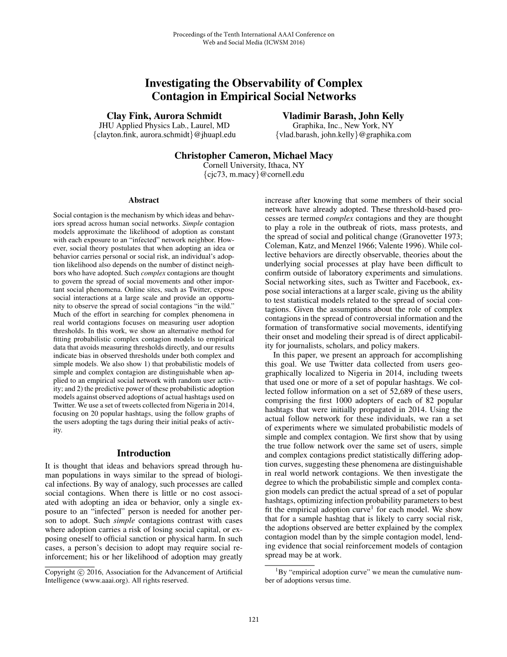 Investigating the Observability of Complex Contagion in Empirical