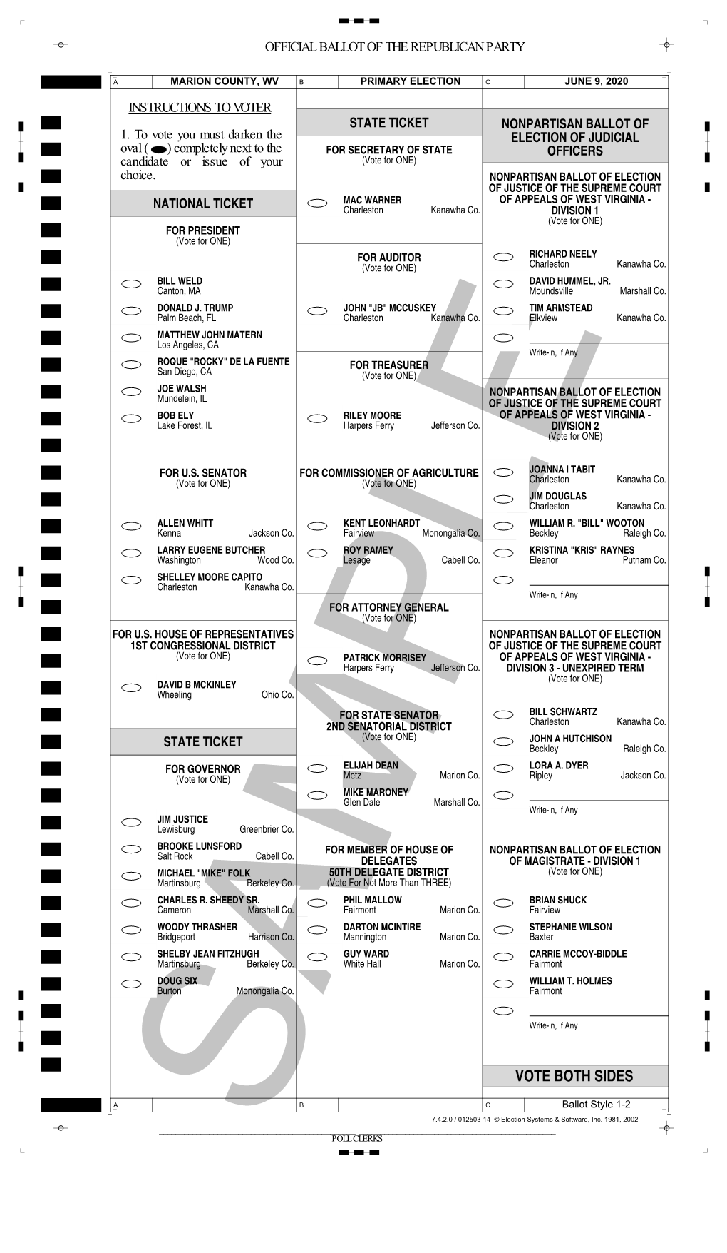 2020 Republican Ballot 2