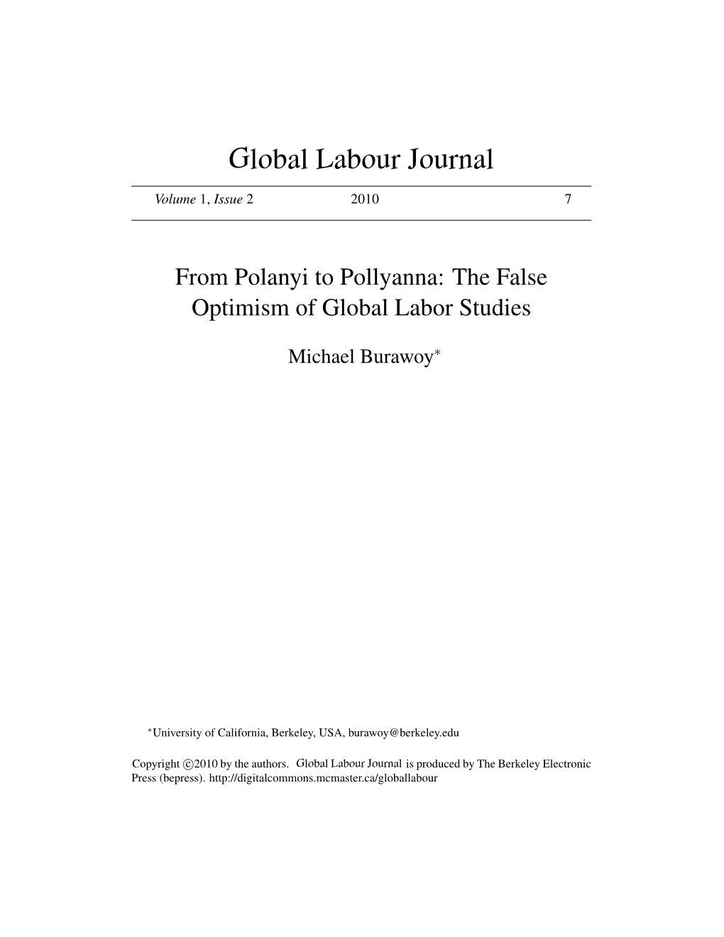 From Polanyi to Pollyanna: the False Optimism of Global Labor Studies