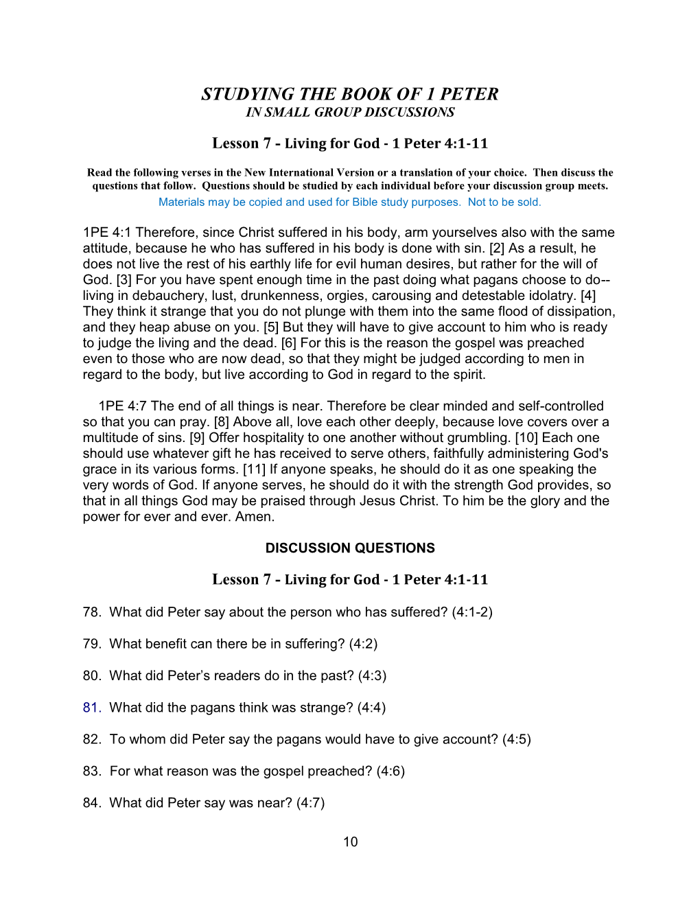 Studying the Book of 1 Peter in Small Group Discussions