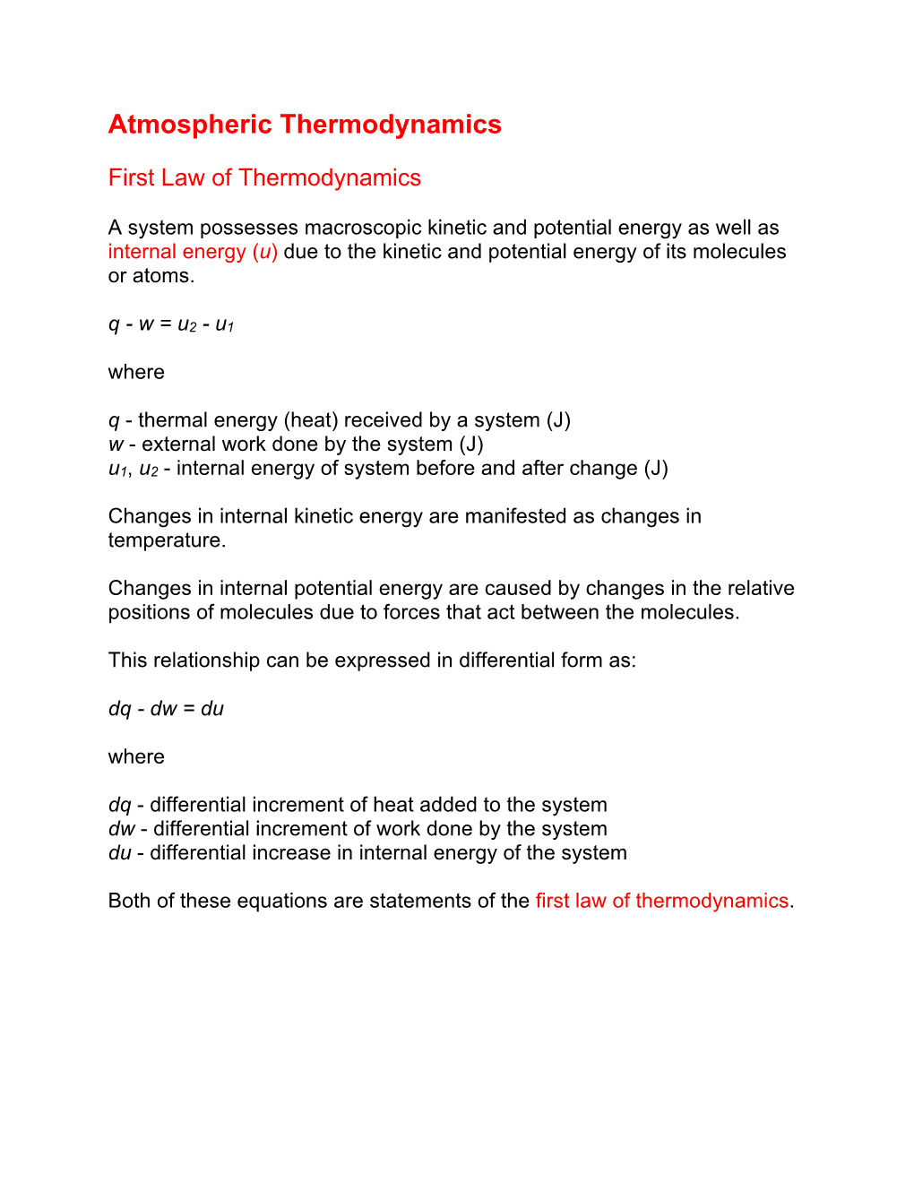 Atmospheric Thermodynamics