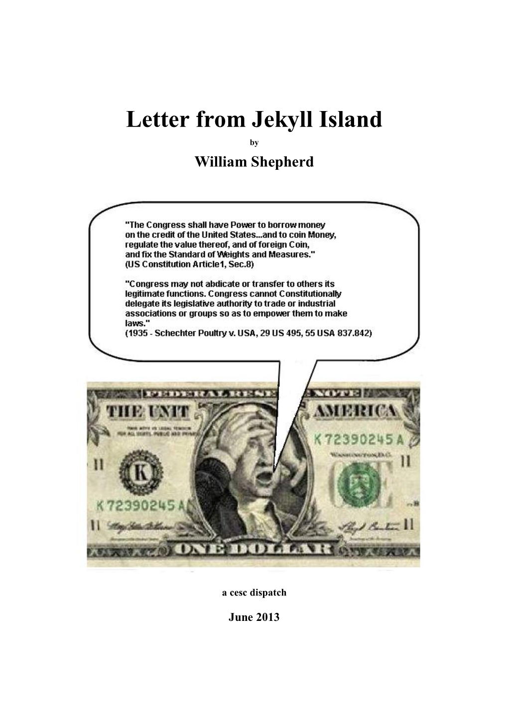 Letter from Jekyll Island by William Shepherd