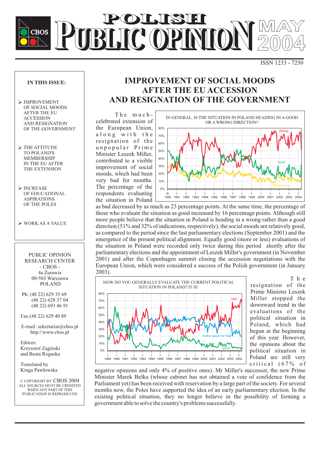 Improvement of Social Moods After the Eu Accession And