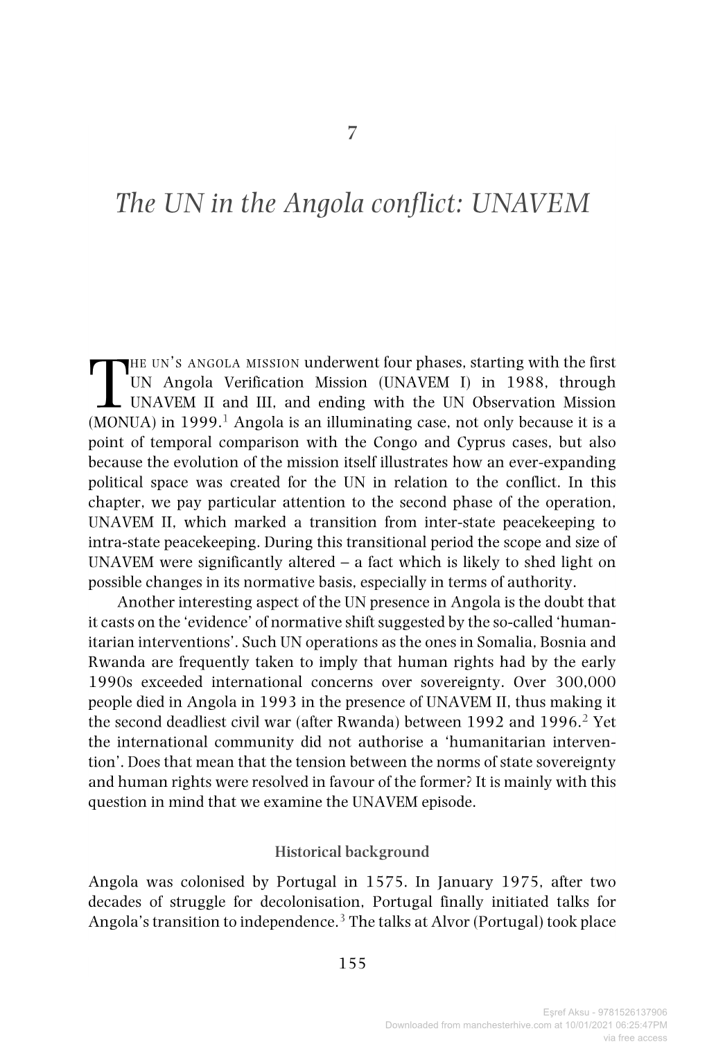 The UN in the Angola Conflict: UNAVEM