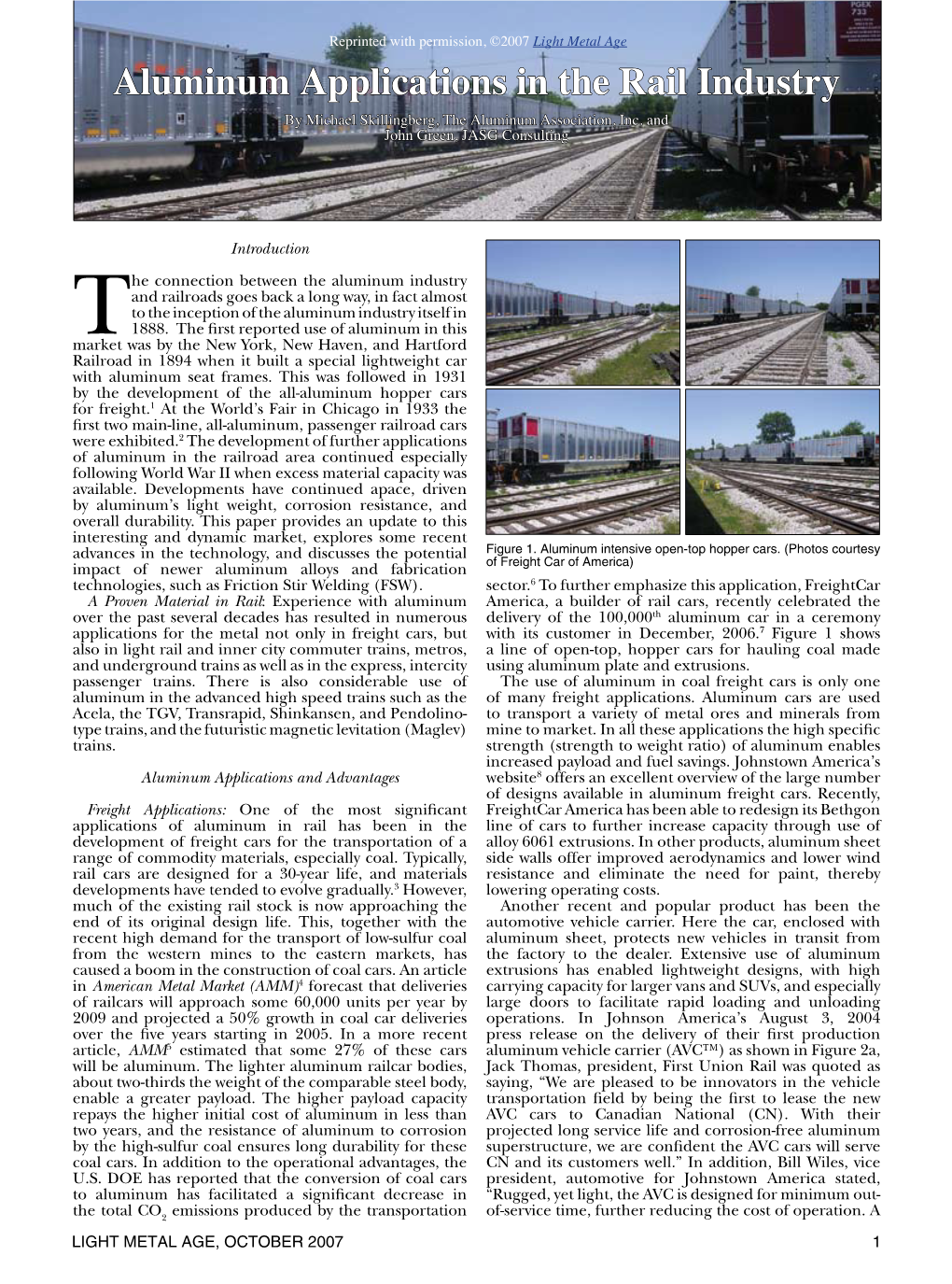 Light Metal Age Article "Aluminum Applications in the Rail Industry"