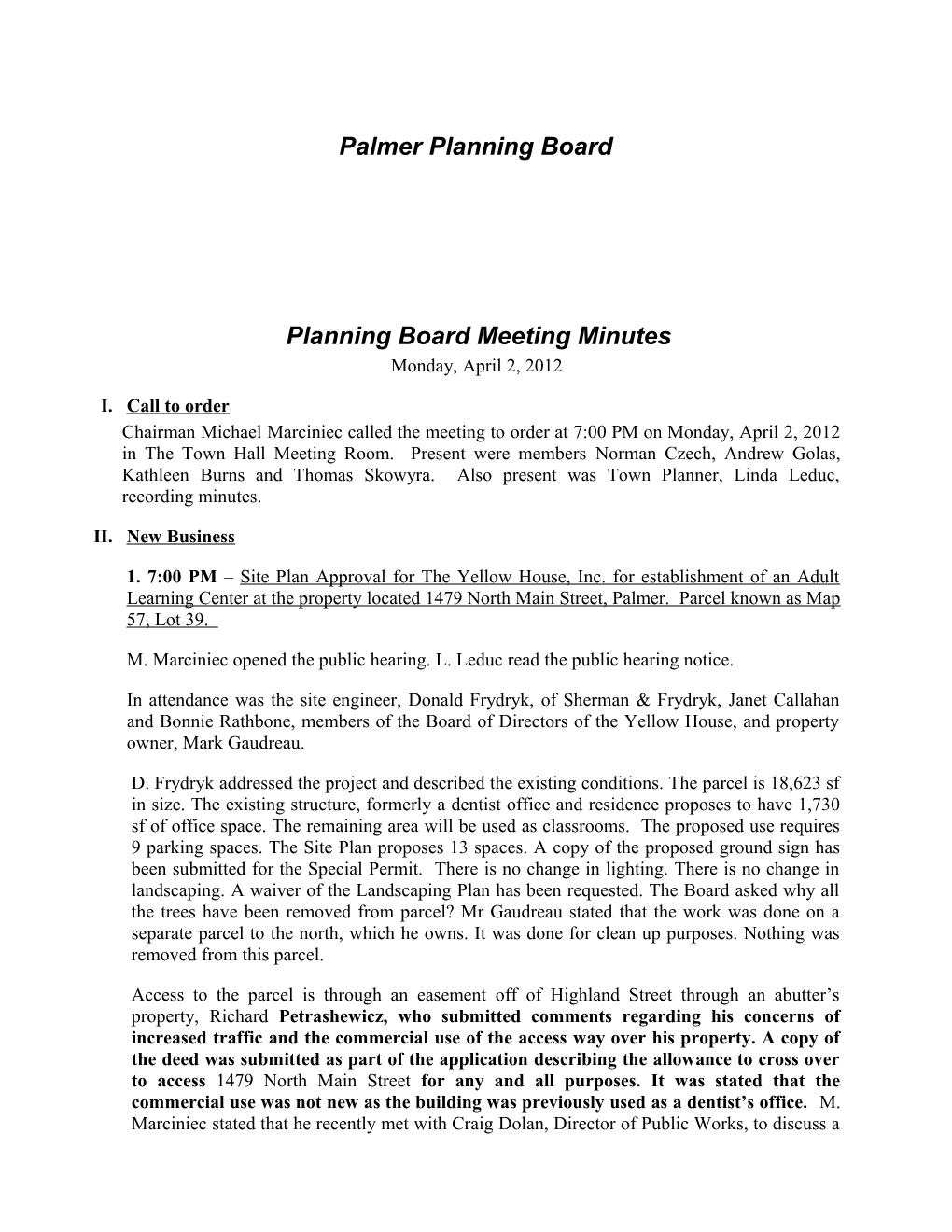 Palmer Planning Board