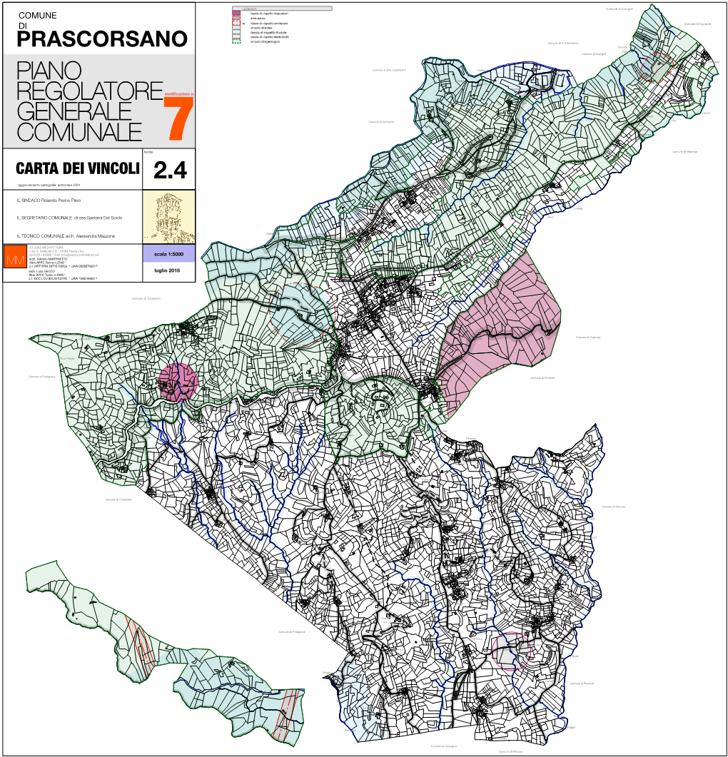 CARTA DEI VINCOLI Strada 2.4 Molino Aggiornamento Cartograﬁa: Settembre 2001 Strada Canale Mont Vicinale Molino IL SINDACO Rolando Perino Piero