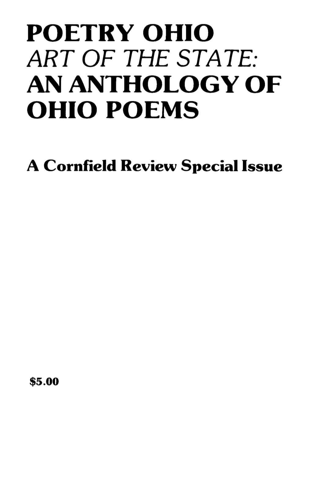 Poetry Ohio Art of the State: an Anthology of Ohio Poems