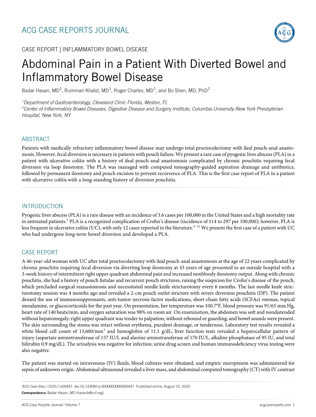 Abdominal Pain in a Patient with Diverted Bowel and Inflammatory Bowel Disease