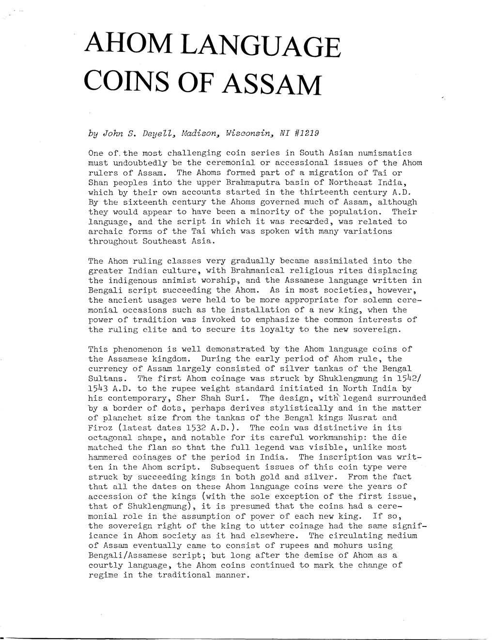 Ahomlangtjage Cons of Assam