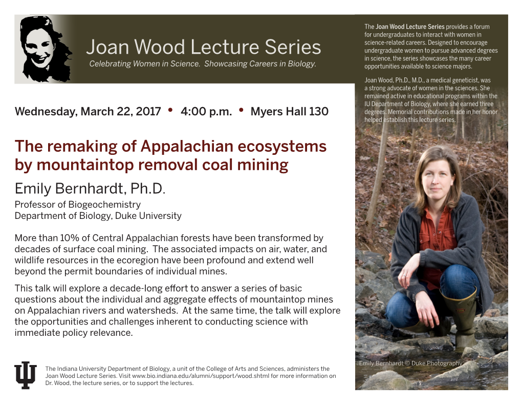 Joan Wood Lecture Series Provides a Forum for Undergraduates to Interact with Women in Science-Related Careers