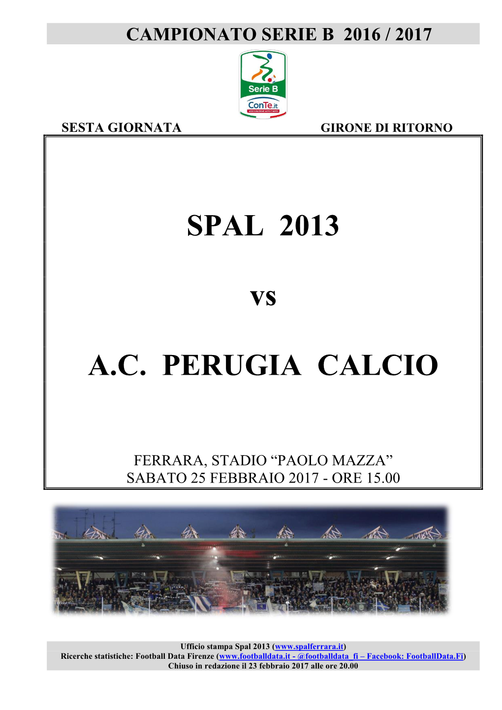 SPAL 2013 Vs AC PERUGIA CALCIO