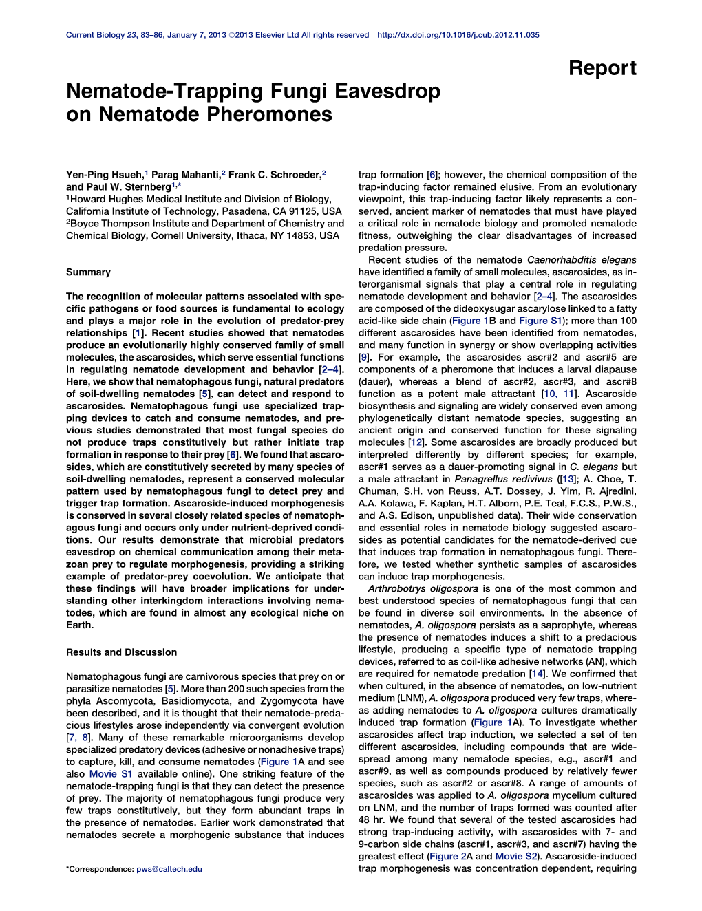 Nematode-Trapping Fungi Eavesdrop on Nematode Pheromones