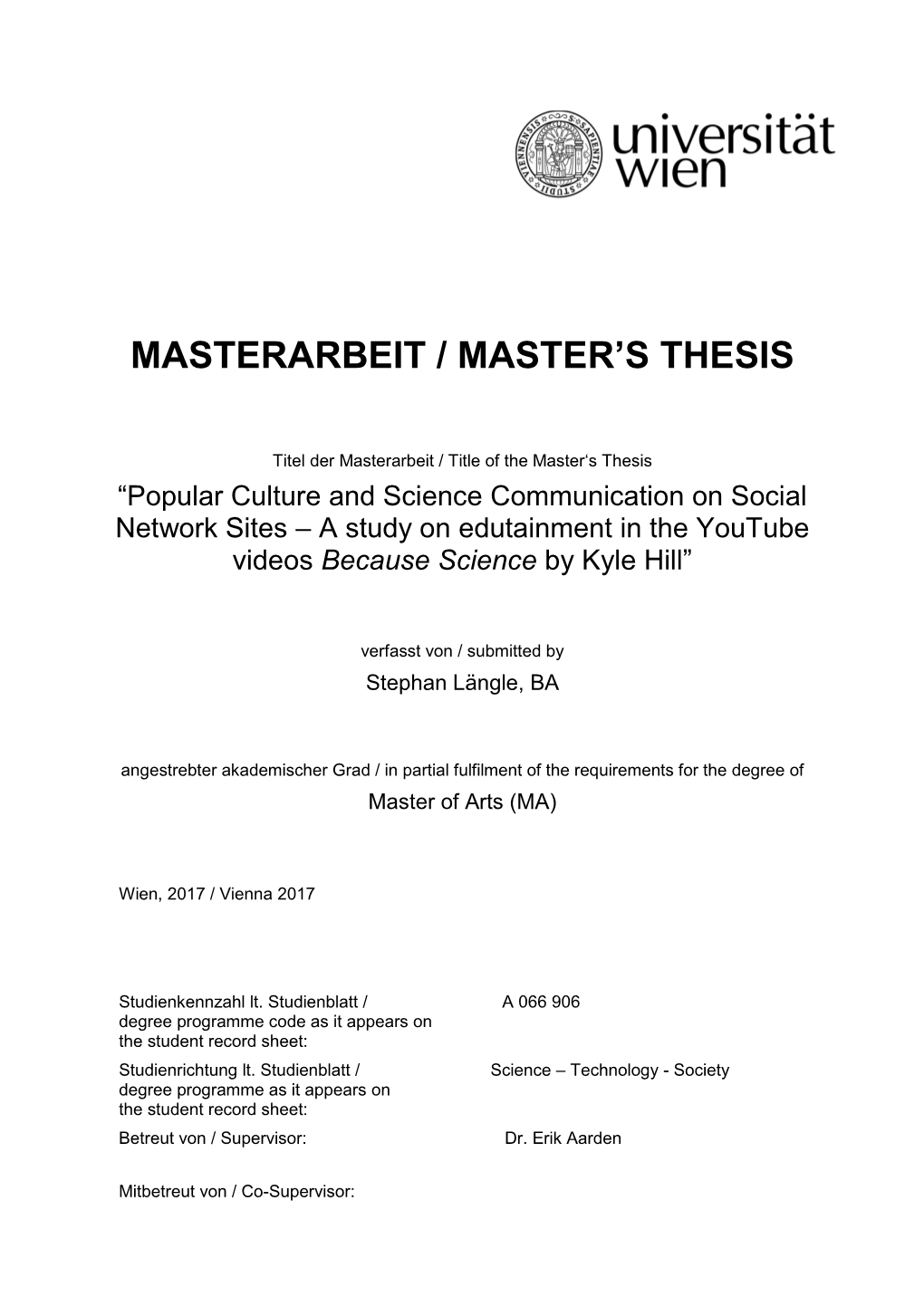 Masterarbeit / Master's Thesis