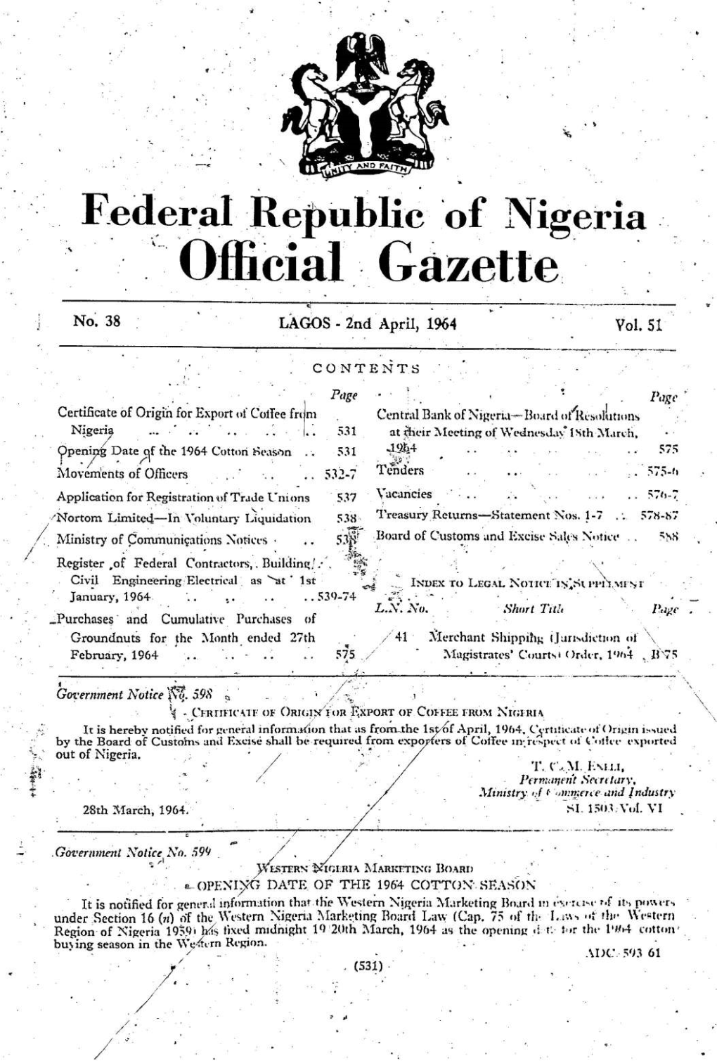 Eederal Republic of Nigeria a “Officialgazette—