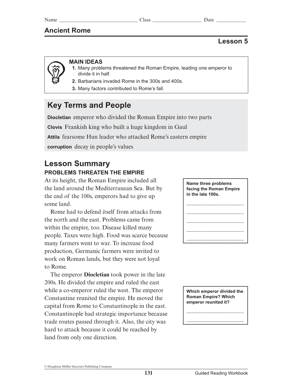 Key Terms and People Lesson Summary