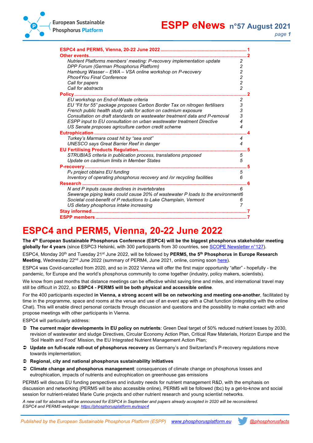 ESPP Enews N°57 August 2021 Page 1