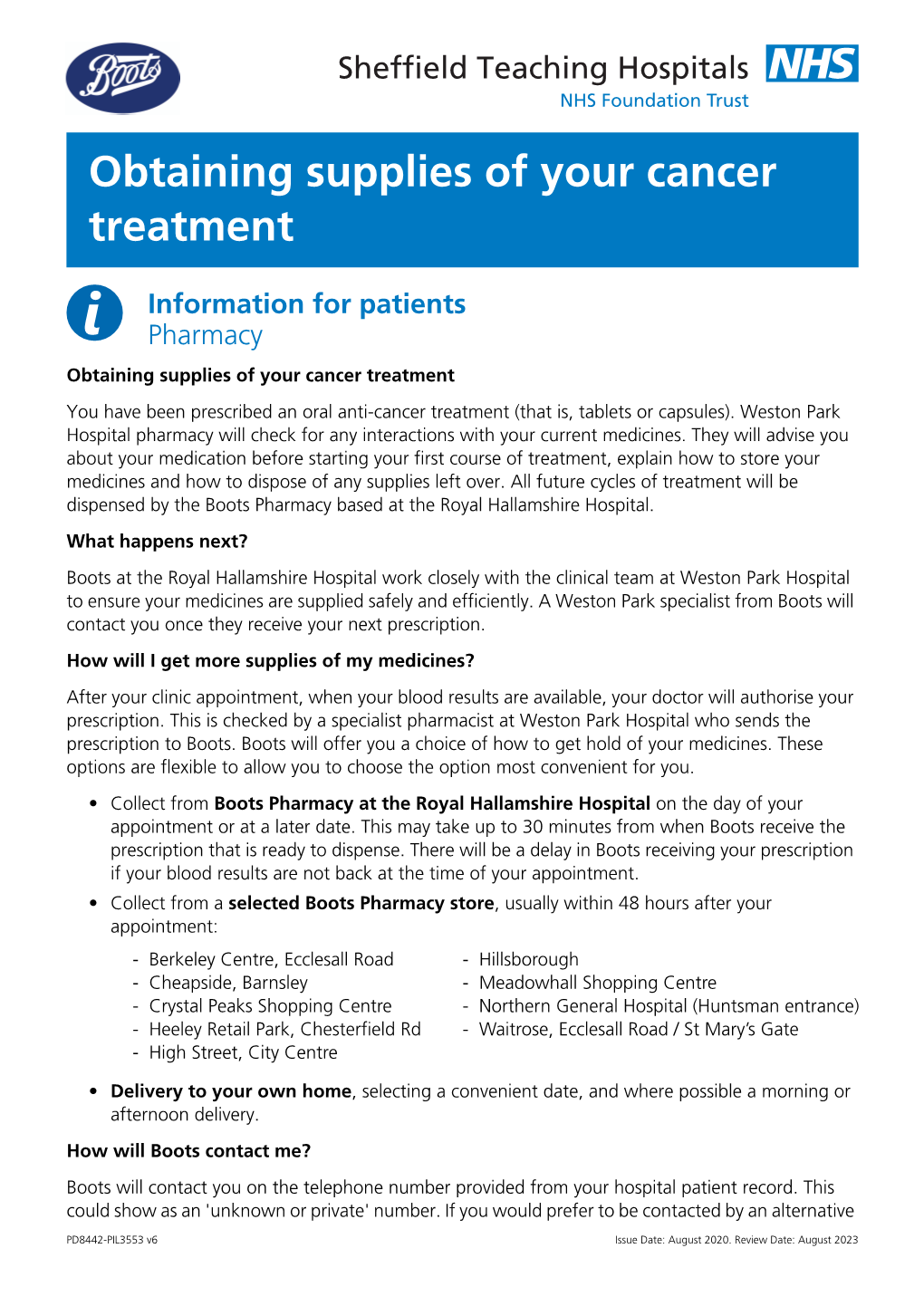 Obtaining Supplies of Your Cancer Treatment
