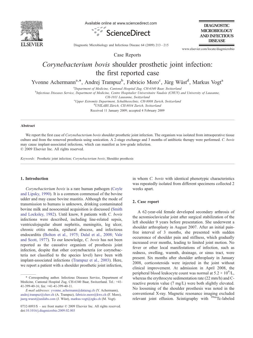 Corynebacterium Bovis Shoulder Prosthetic Joint Infection