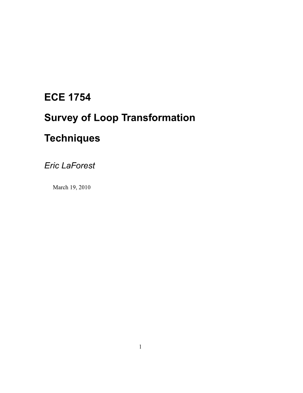 Survey of Loop Transformation Techniques