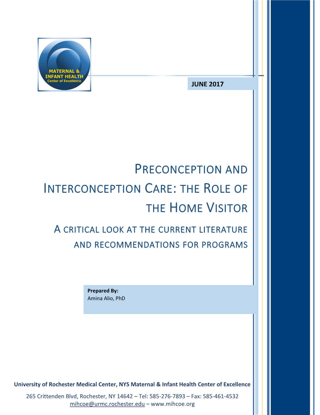 Preconception and Interconception Care: the Role of the Home Visitor