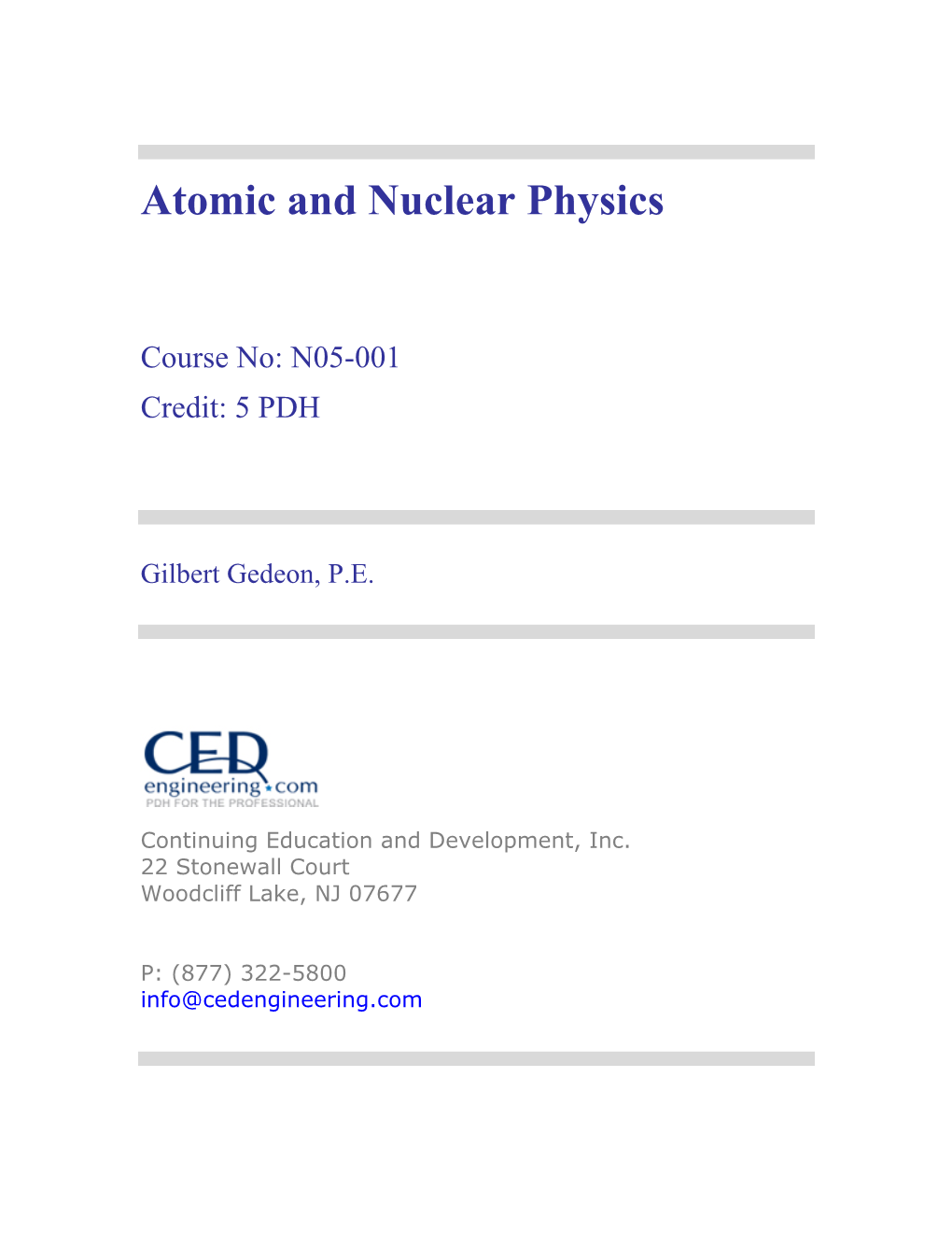 Atomic and Nuclear Physics