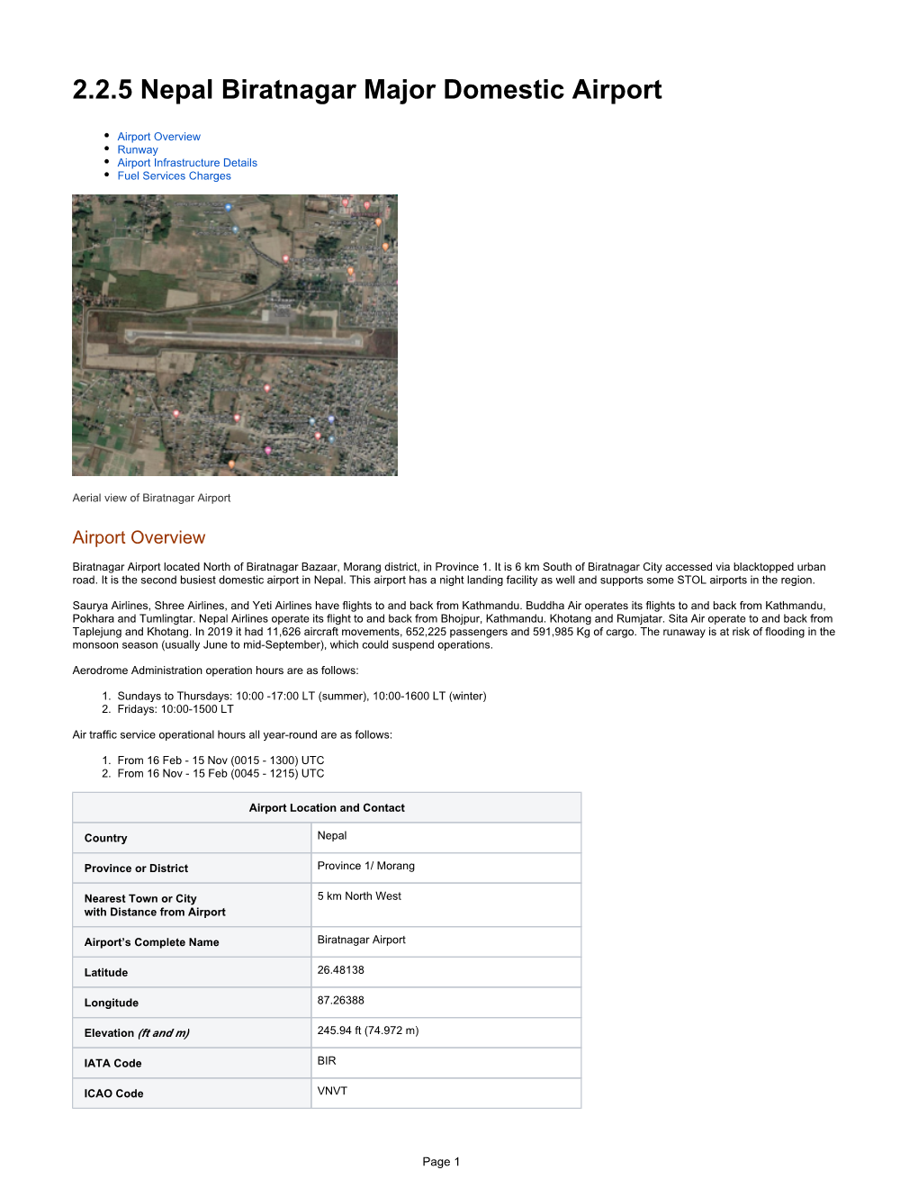 2.2.5 Nepal Biratnagar Major Domestic Airport