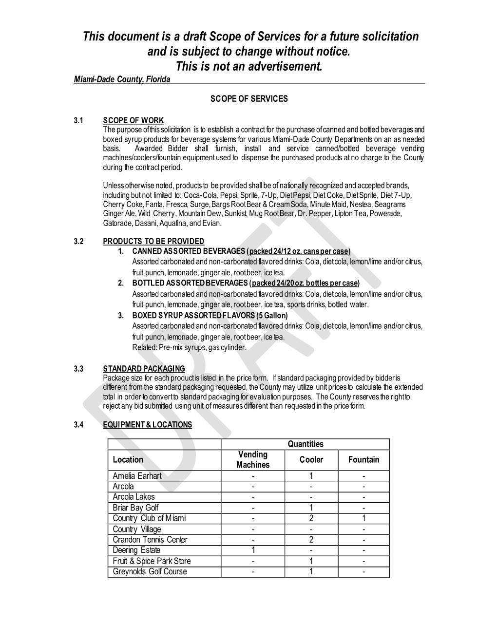 Scope of Services for a Future Solicitation and Is Subject to Change Without Notice