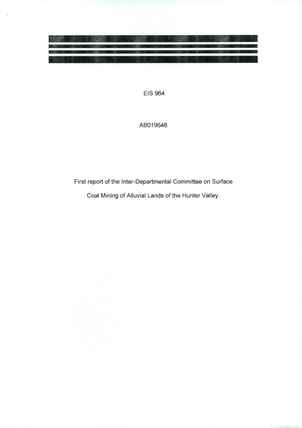 First Report of the I Nter- Departmental Committee on Surface