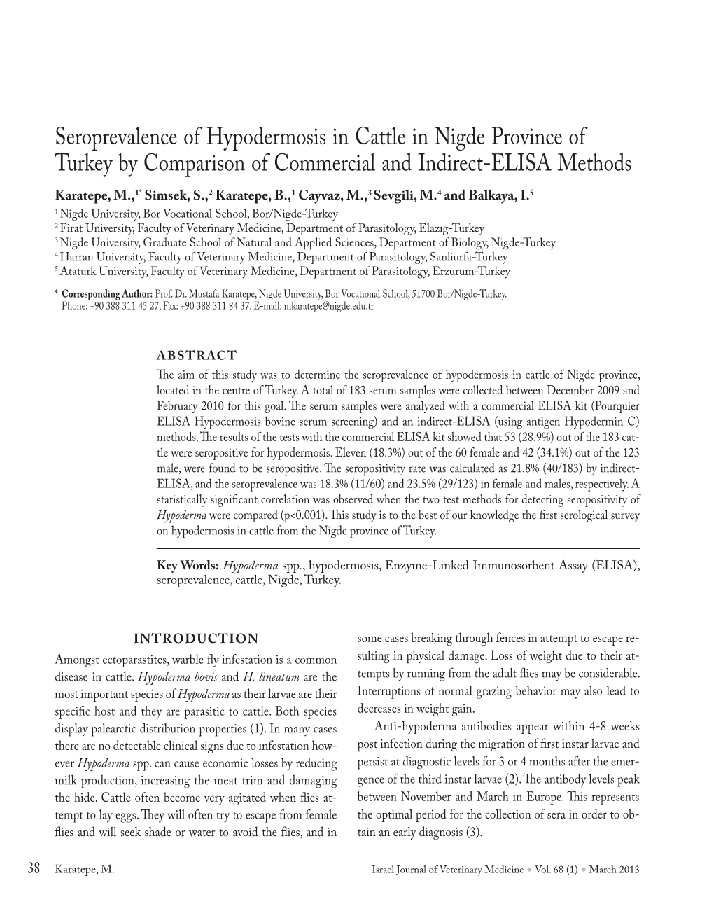 Seroprevalence of Hypodermosis