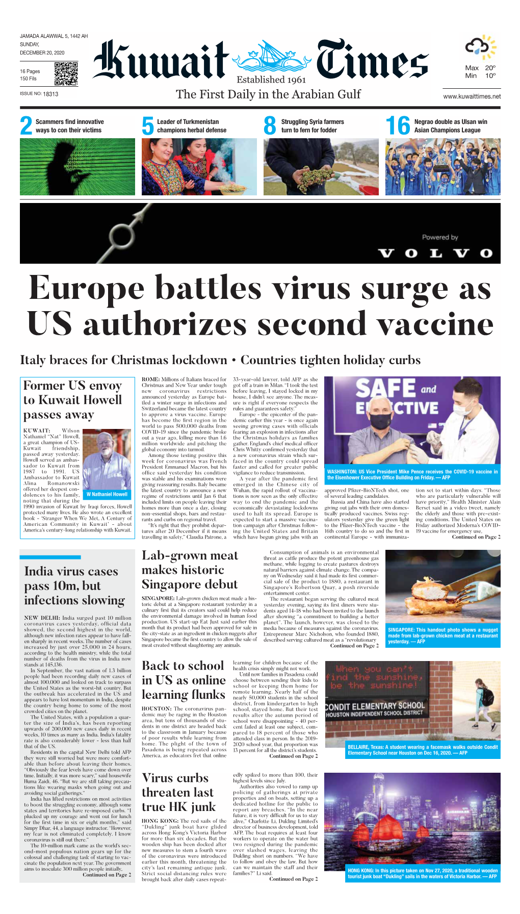 Europe Battles Virus Surge As US Authorizes Second Vaccine Italy Braces for Christmas Lockdown • Countries Tighten Holiday Curbs