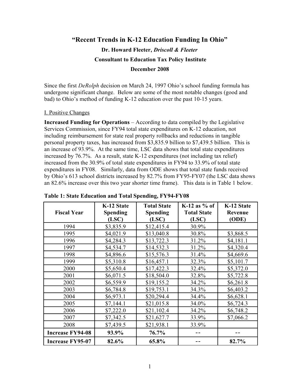 Recent Trends in K-12 Education Funding in Ohio