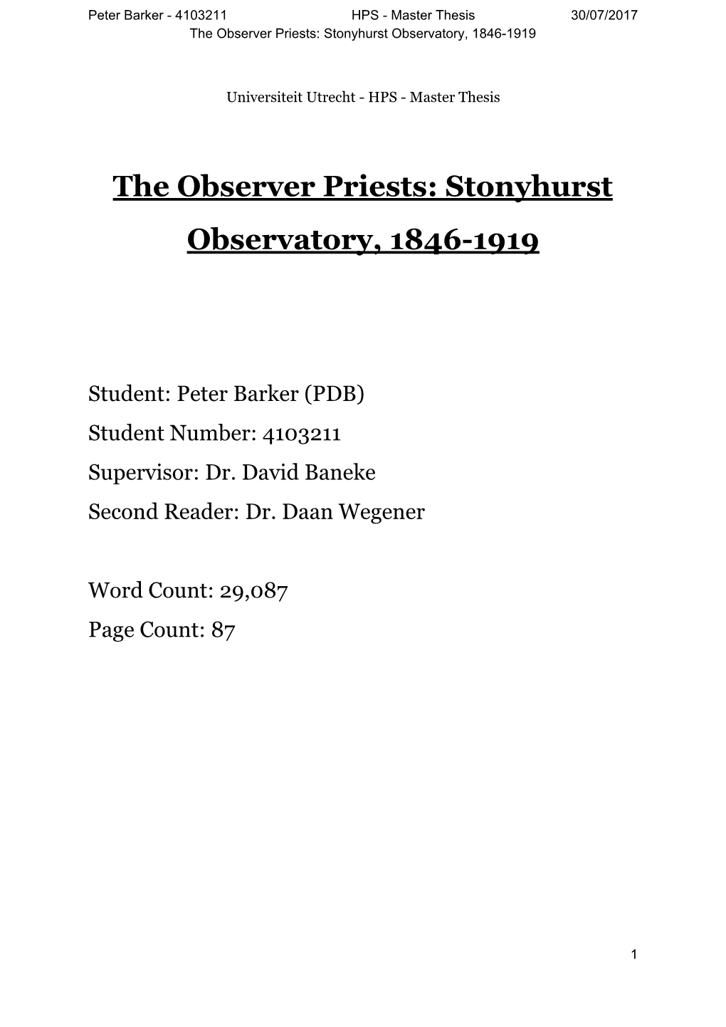 The​ ​Observer​ ​Priests:​ ​Stonyhurst Observatory,​ ​1846