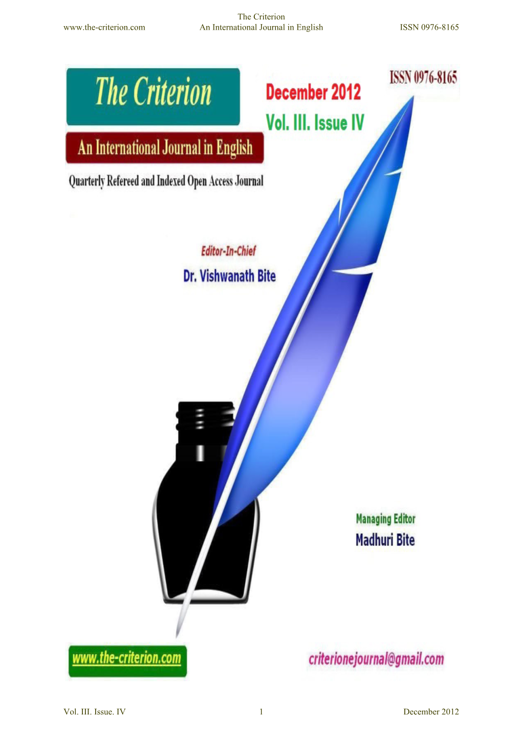 The Criterion an International Journal in English