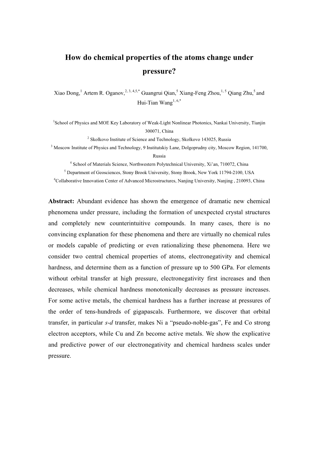 How Do Chemical Properties of the Atoms Change Under Pressure?