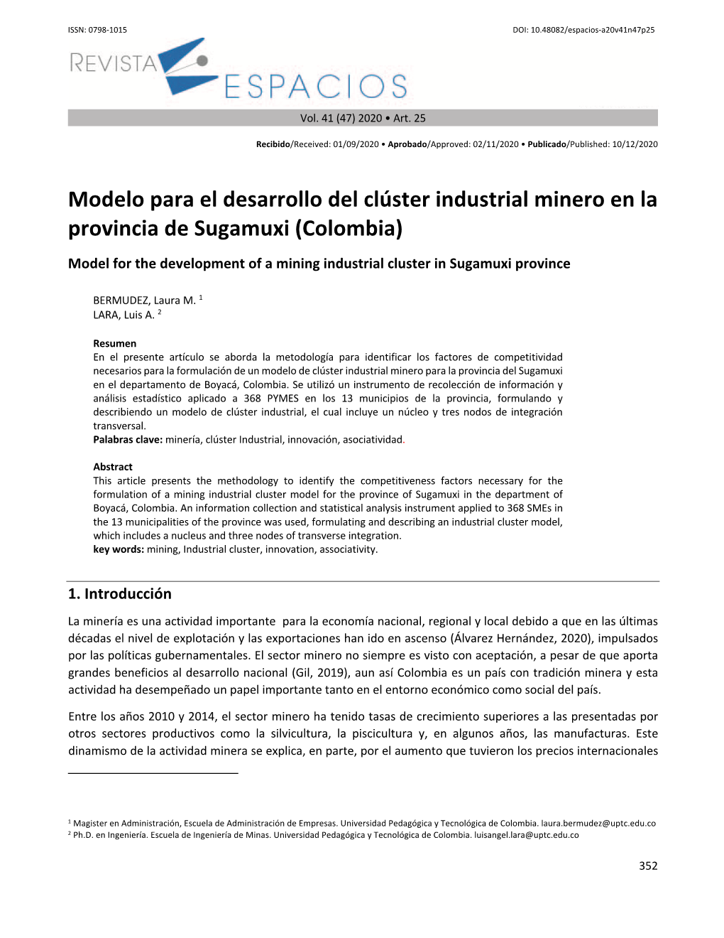 Modelo Para El Desarrollo Del Clúster Industrial Minero En La Provincia De