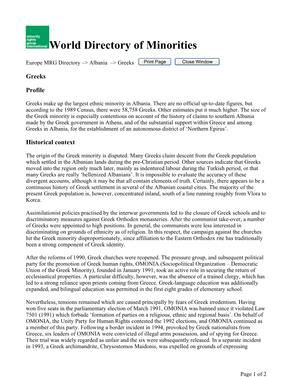 World Directory of Minorities