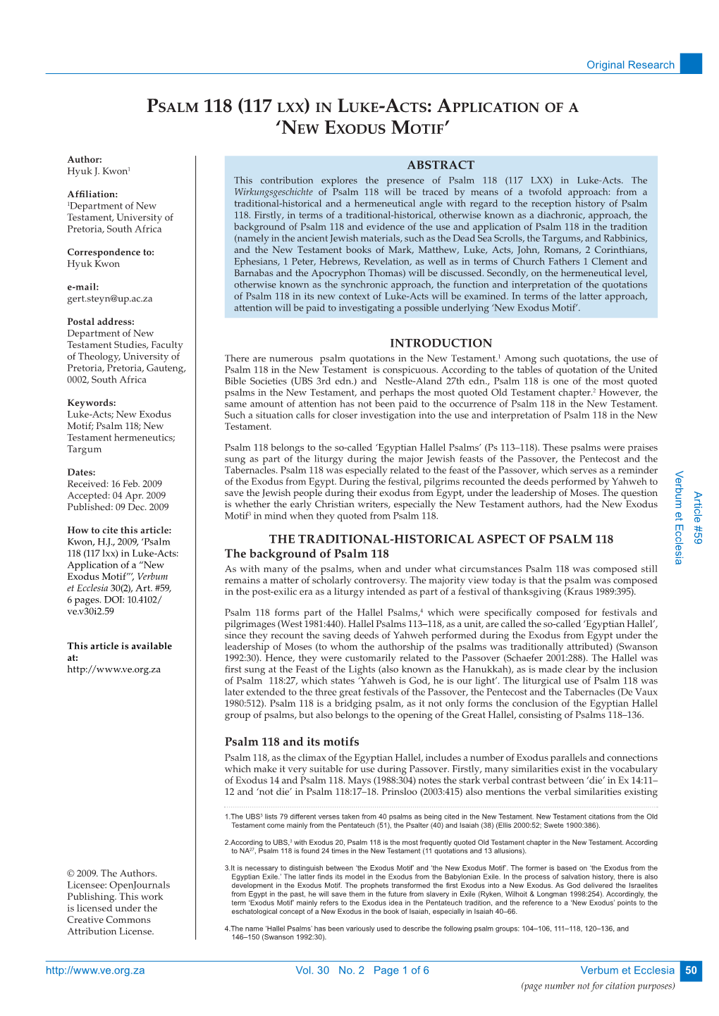 Psalm 118 (117 Lxx) in Luke-Acts: Application of a 'New Exodus Motif'