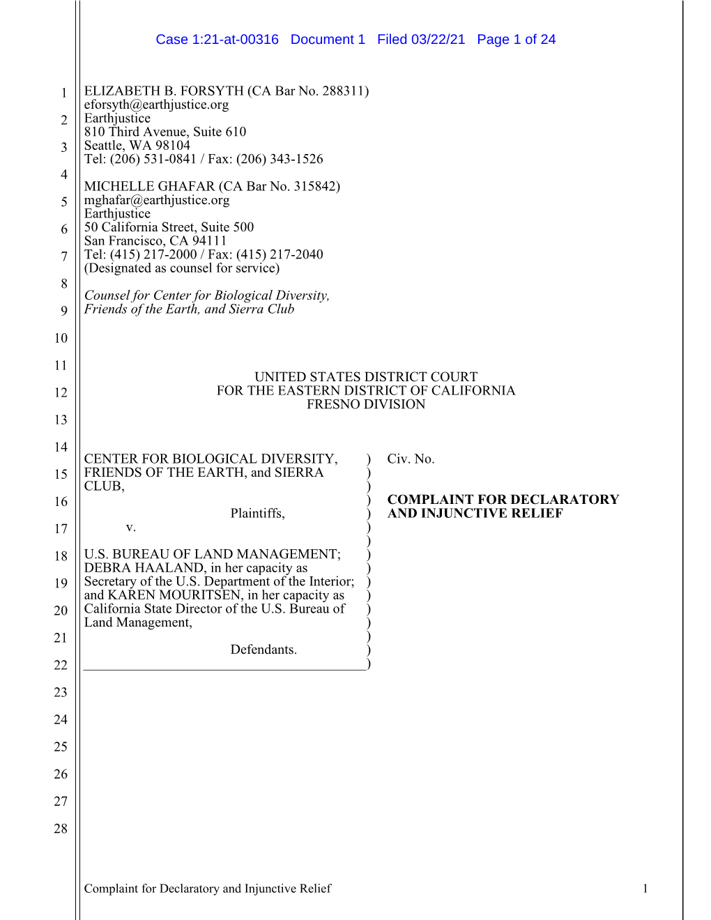 BLM Federal Oil & Gas Leasing Lawsuit in Kern County