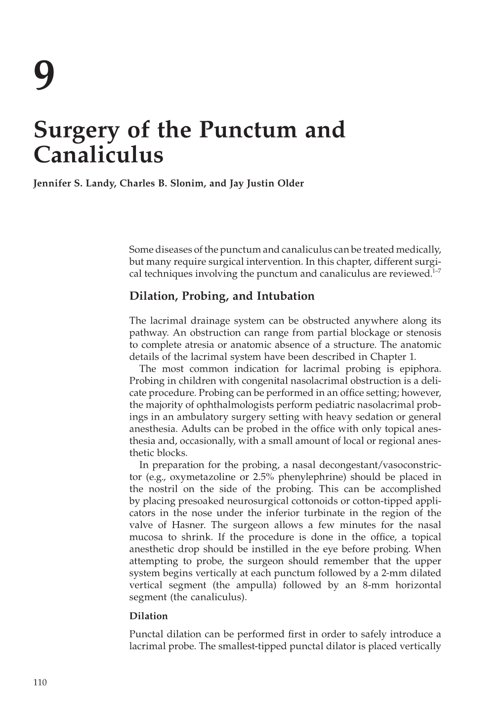 Surgery of the Punctum and Canaliculus