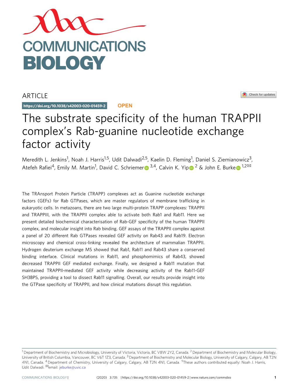 The Substrate Specificity of the Human TRAPPII Complexâ€™S Rab