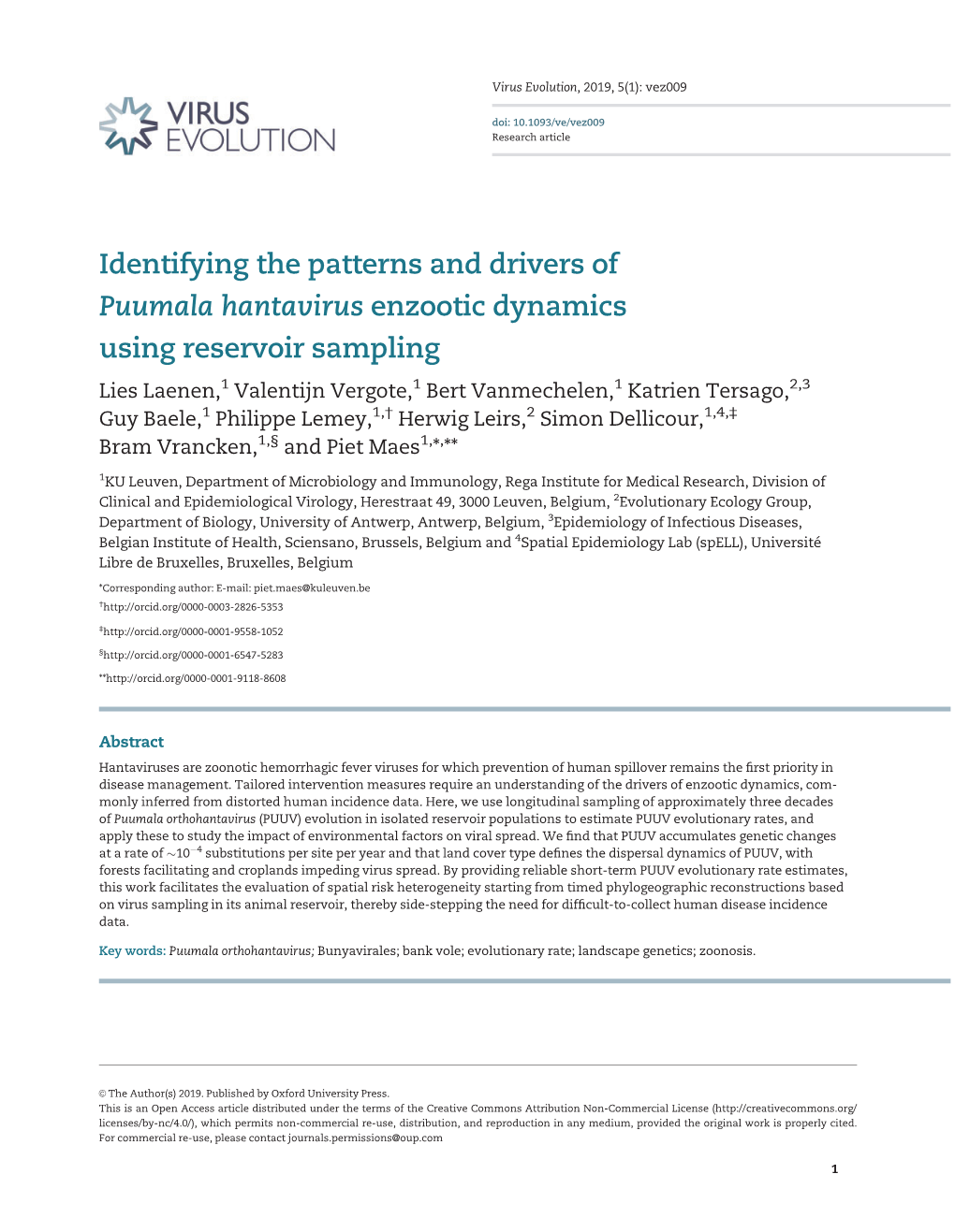 Identifying the Patterns and Drivers of Puumala Hantavirus Enzootic