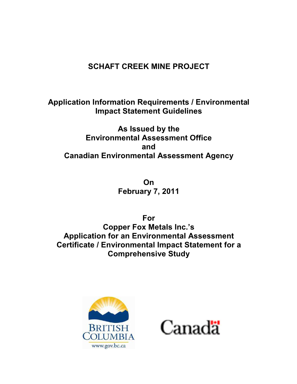 Schaft Creek Mine Project