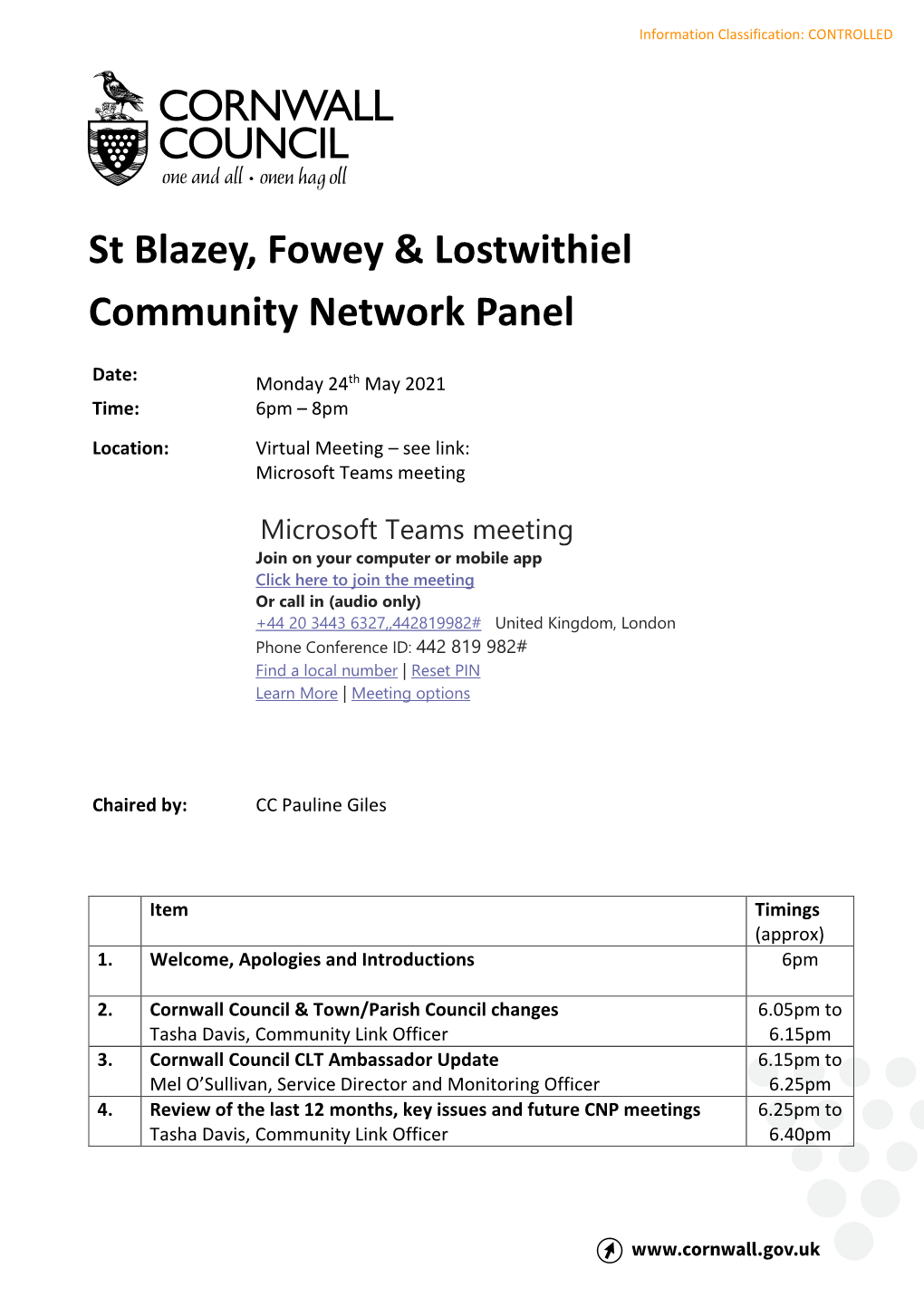 St Blazey Fowey Lostwithiel CNP Agenda 24.5.21