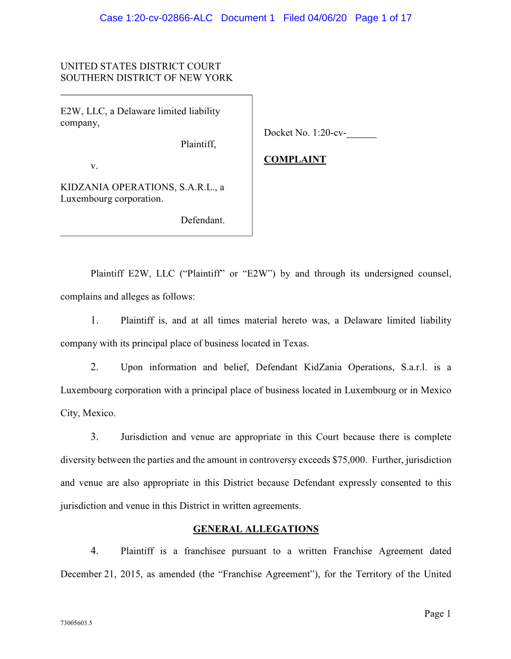 Case 1:20-Cv-02866-ALC Document 1 Filed 04/06/20 Page 1 of 17