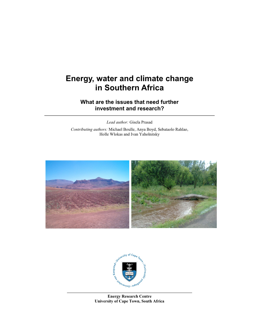 Energy, Water and Climate Change in Southern Africa