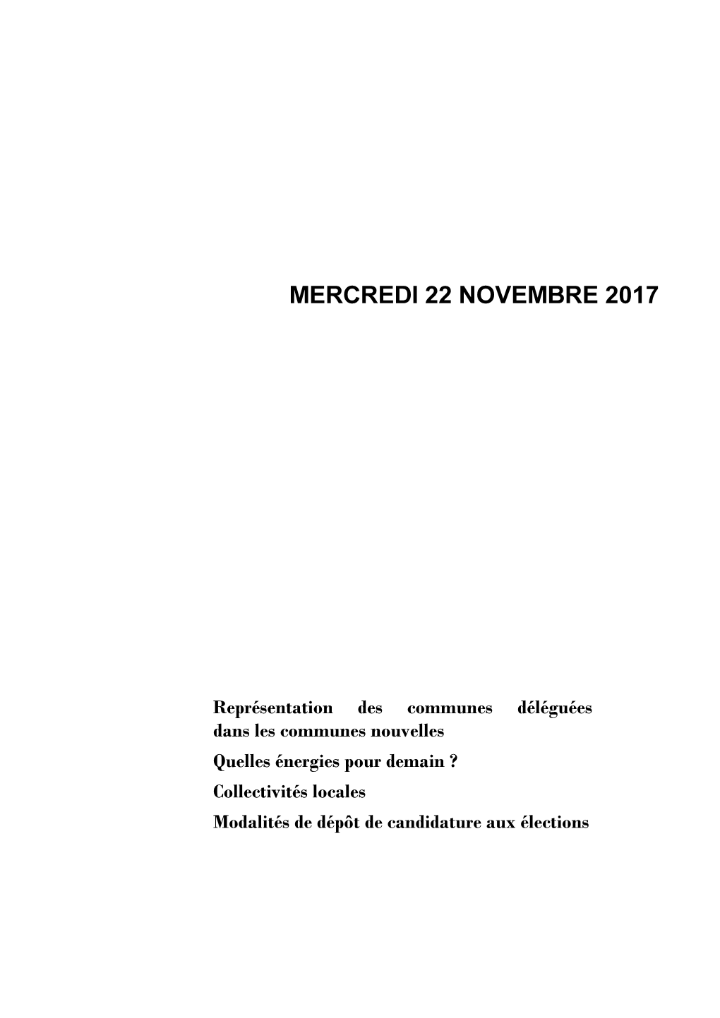 Mercredi 22 Novembre 2017