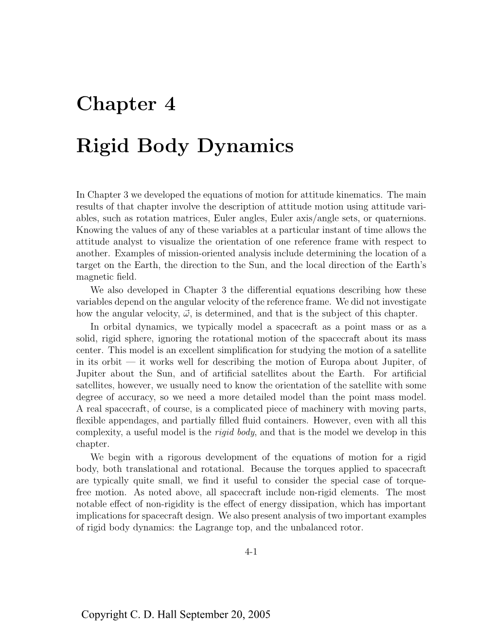 Chapter 4 Rigid Body Dynamics