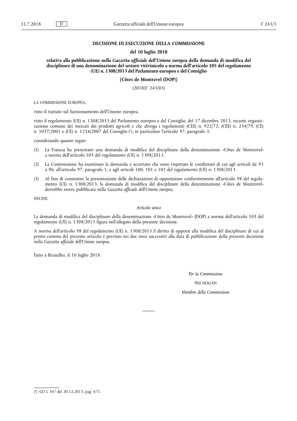 Domanda Di Modifica Della DOP Dei Vini Côtes De Montravel