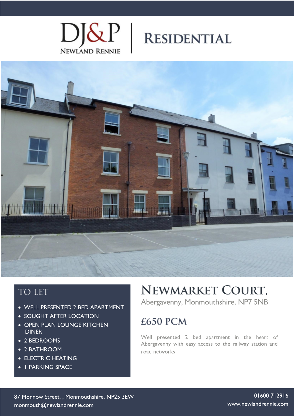 Abergavenny, Monmouthshire, NP7 5NB  WELL PRESENTED 2 BED APARTMENT